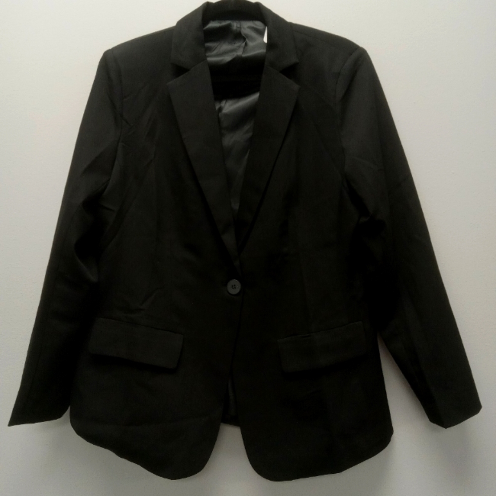 Womens Buttoned Blazer-Black-NWOT-XL